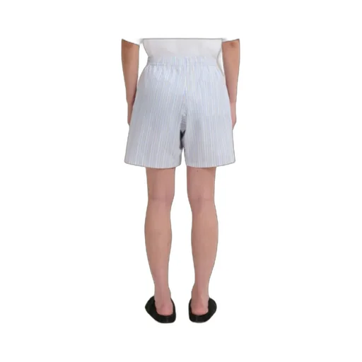 Light Blue Striped Poplin Bermuda Shorts