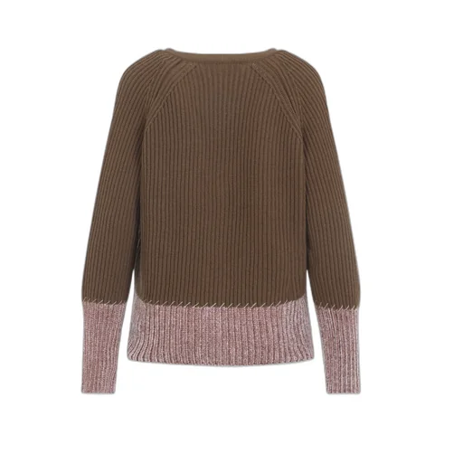 Brown Wool Colour-Block Cardigan