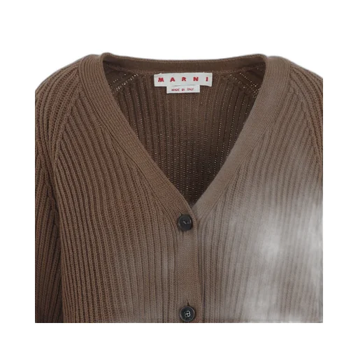 Brown Wool Colour-Block Cardigan
