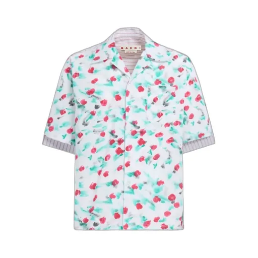 Short-Sleeved Mix Printed Panelled Shirt