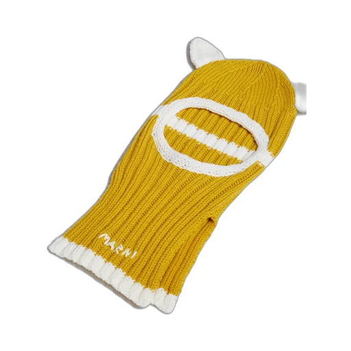 Yellow Wool Balaclava With Ears