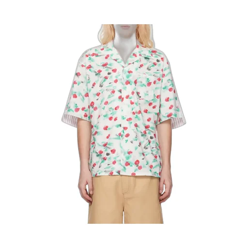 Short-Sleeved Mix Printed Panelled Shirt