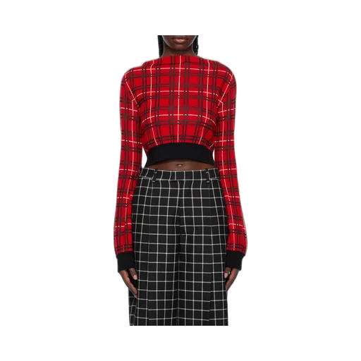 Check-Pattern Cropped Jumper