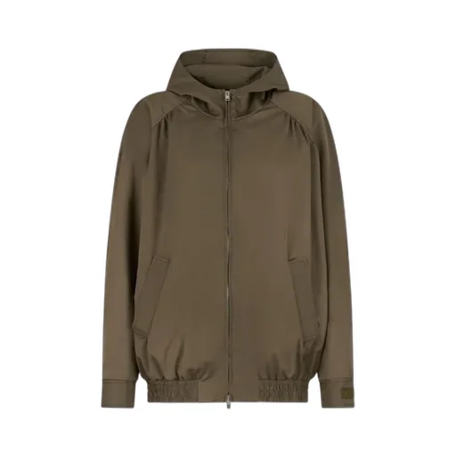 Gathered Hooded Zip-Up Jacket