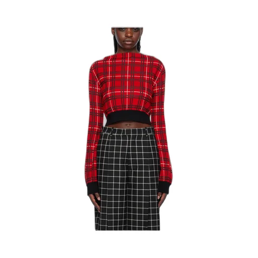 Check-Pattern Cropped Jumper