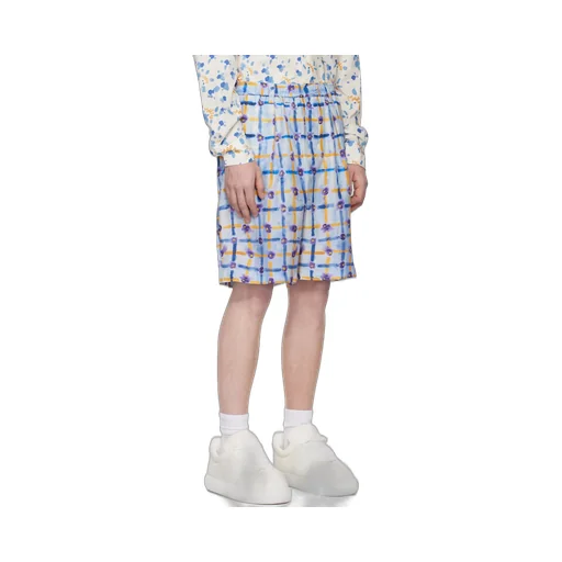 Abstract-Printed Pleated Bermuda Shorts