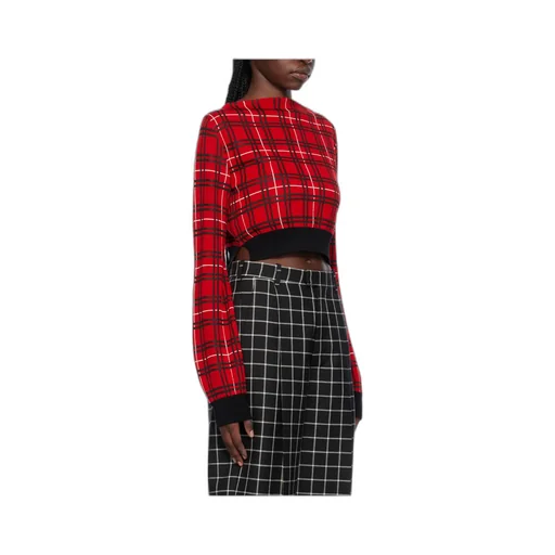 Check-Pattern Cropped Jumper
