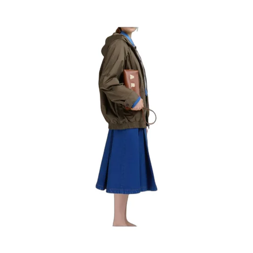 Gathered Hooded Zip-Up Jacket