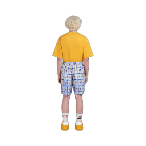 Abstract-Printed Pleated Bermuda Shorts