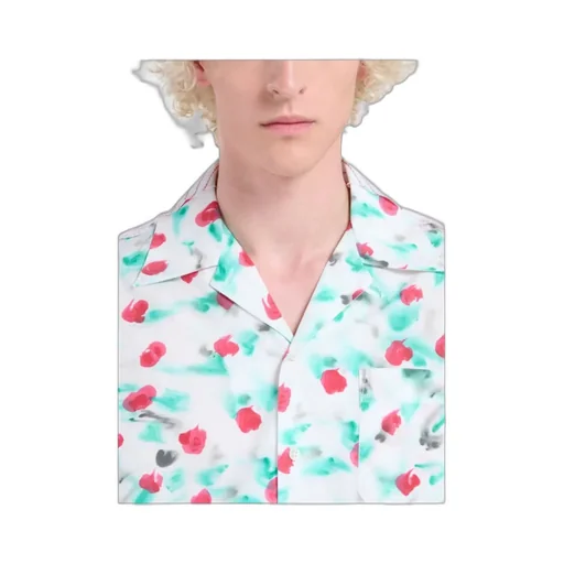 Short-Sleeved Mix Printed Panelled Shirt
