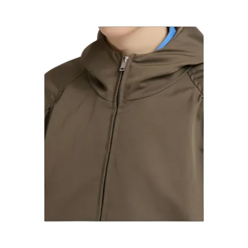 Gathered Hooded Zip-Up Jacket