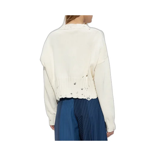 Distressed Cropped Knitted Jumper