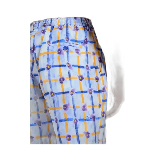 Abstract-Printed Pleated Bermuda Shorts