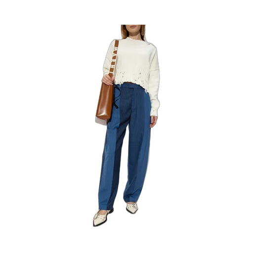 Distressed Cropped Knitted Jumper