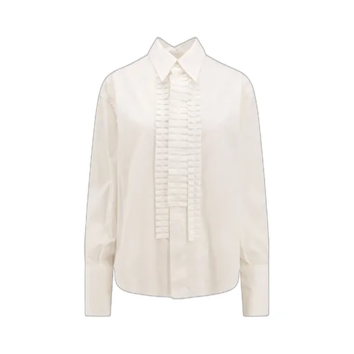 Pleat-Detailed Curved Hem Shirt