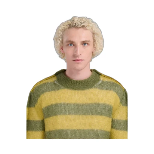 Mohair And Wool Jumper With Mixed Stripes