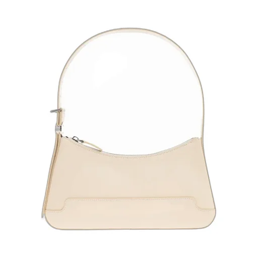 Zip-Fastening Curved Leather Shoulder Bag