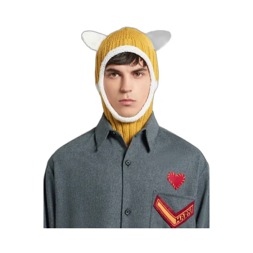 Yellow Wool Balaclava With Ears