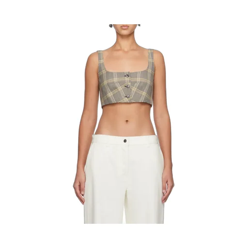 Check Pattern Cropped Tank Top