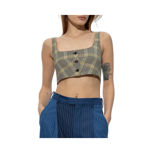 Check Pattern Cropped Tank Top