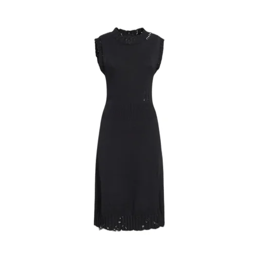 Distressed Effect Sleeveless Knitted Dress