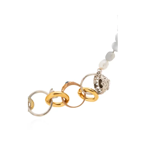 Mixed Link Chain Necklace With Pearls And Rings
