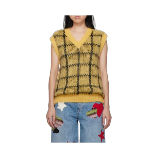 Checked Sleeveless Jumper