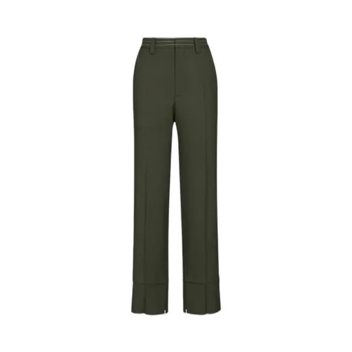 Green Wool Trousers With Pressed Pleats