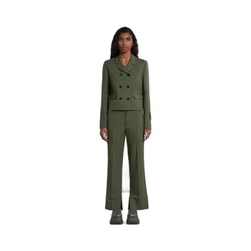 Green Wool Trousers With Pressed Pleats