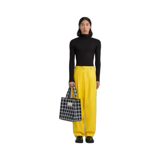 Logo Patch Checked Tote Bag