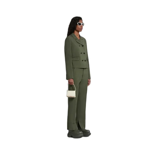 Green Wool Trousers With Pressed Pleats