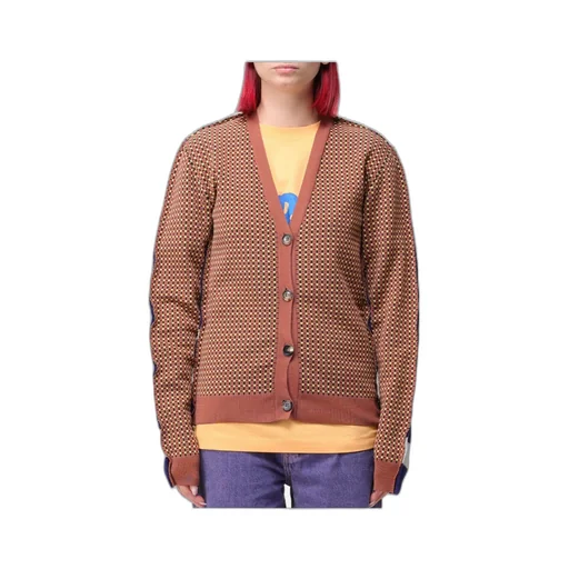Graphic-Printed V-Neck Buttoned Cardigan
