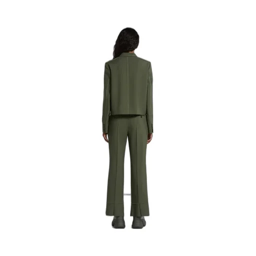 Green Wool Trousers With Pressed Pleats