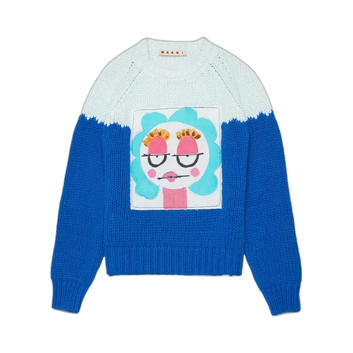 Cotton Blend Jumper With Printed Face
