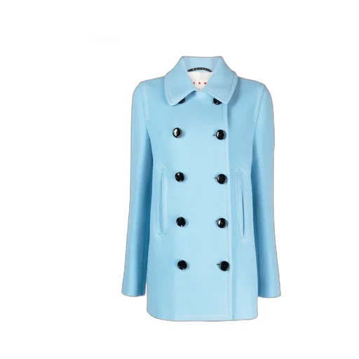 Double-Breasted Straight-Hem Short Coat