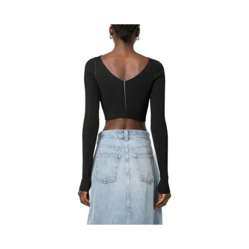 V-Neck Cropped Knitted Top
