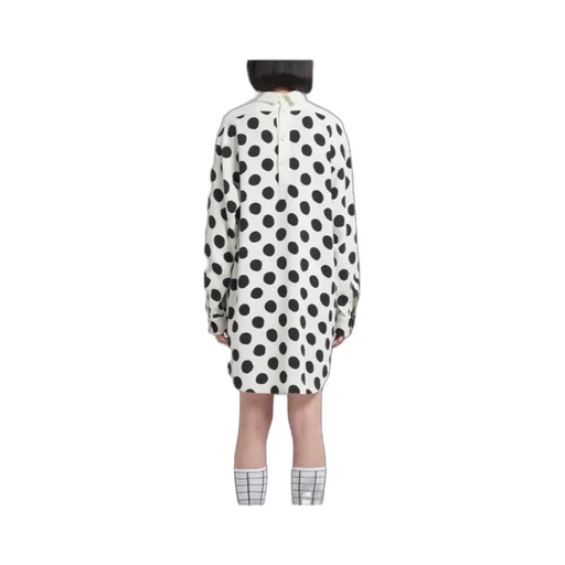 Polka Dot-Print Long-Sleeved Mini Dress