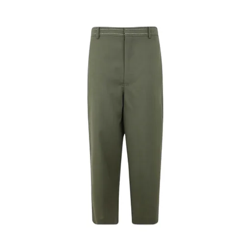 High-Waisted Wool Cropped Trousers