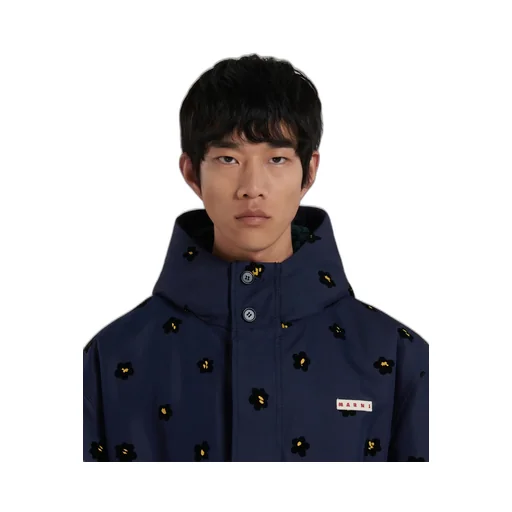 Draft Flower Hooded Parka Coat