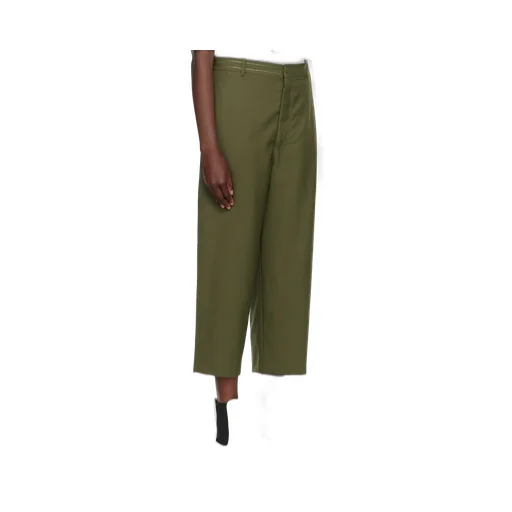 High-Waisted Wool Cropped Trousers