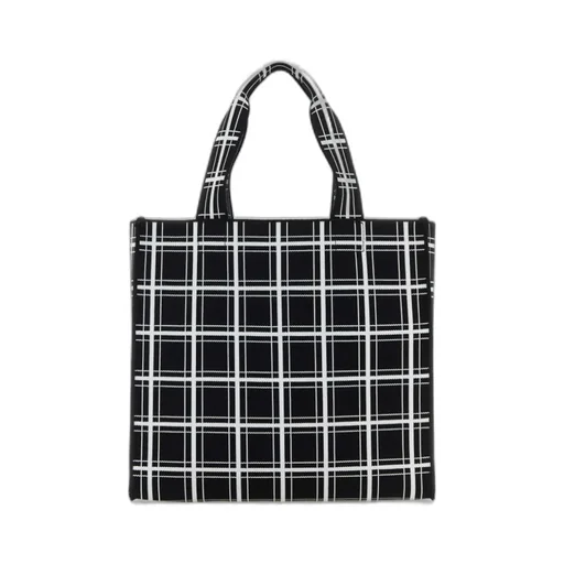 Logo Patch Checked Tote Bag