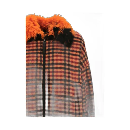 Shearling-Trim Checked Bomber Jacket