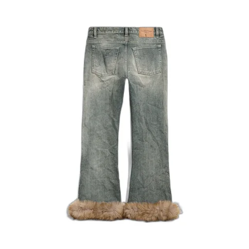 Fur Trim Flared Capri Pants