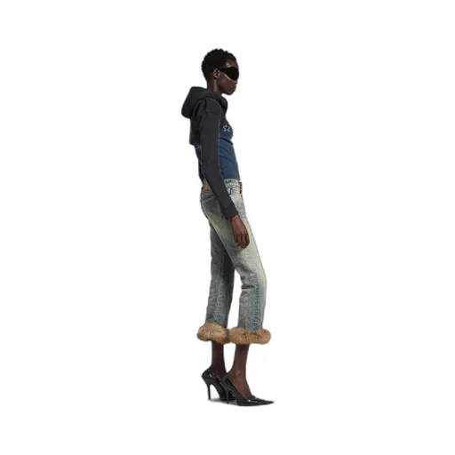 Fur Trim Flared Capri Pants