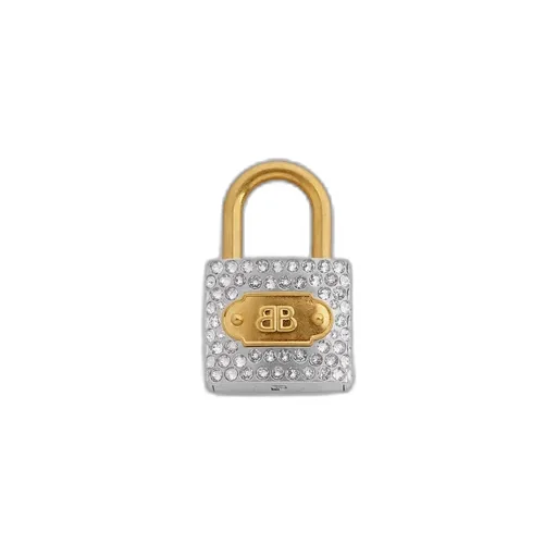Bb Padlock Charm/Keychain With Rhinestones