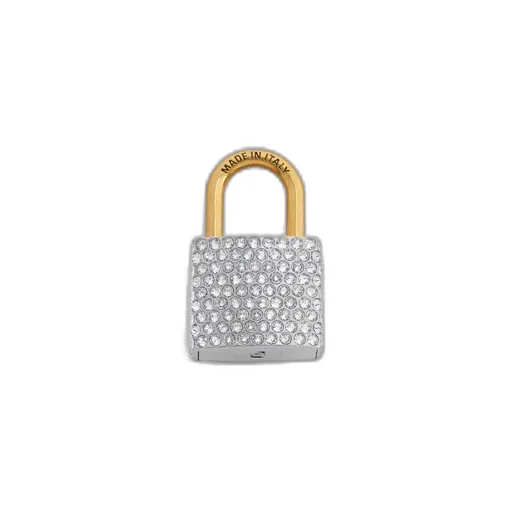Bb Padlock Charm/Keychain With Rhinestones