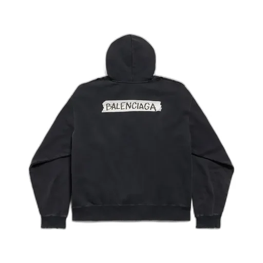 Masking Tape Oversized Zip-Up Hoodie