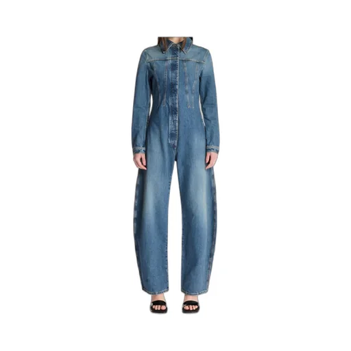 Fitted Waist Denim Jumpsuit