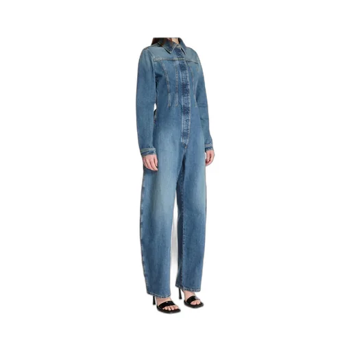 Fitted Waist Denim Jumpsuit
