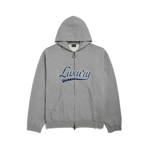 Luxury Script Oversized Zip-Up Hoodie